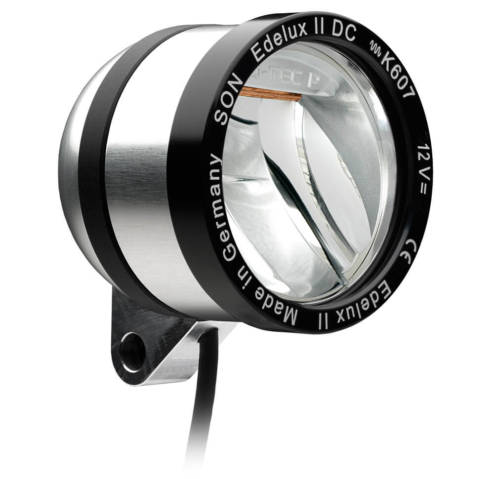 Edelux II DC, 140 cm cable, for 12 Volts, w/o switch, w/o rear light output, silver anodized